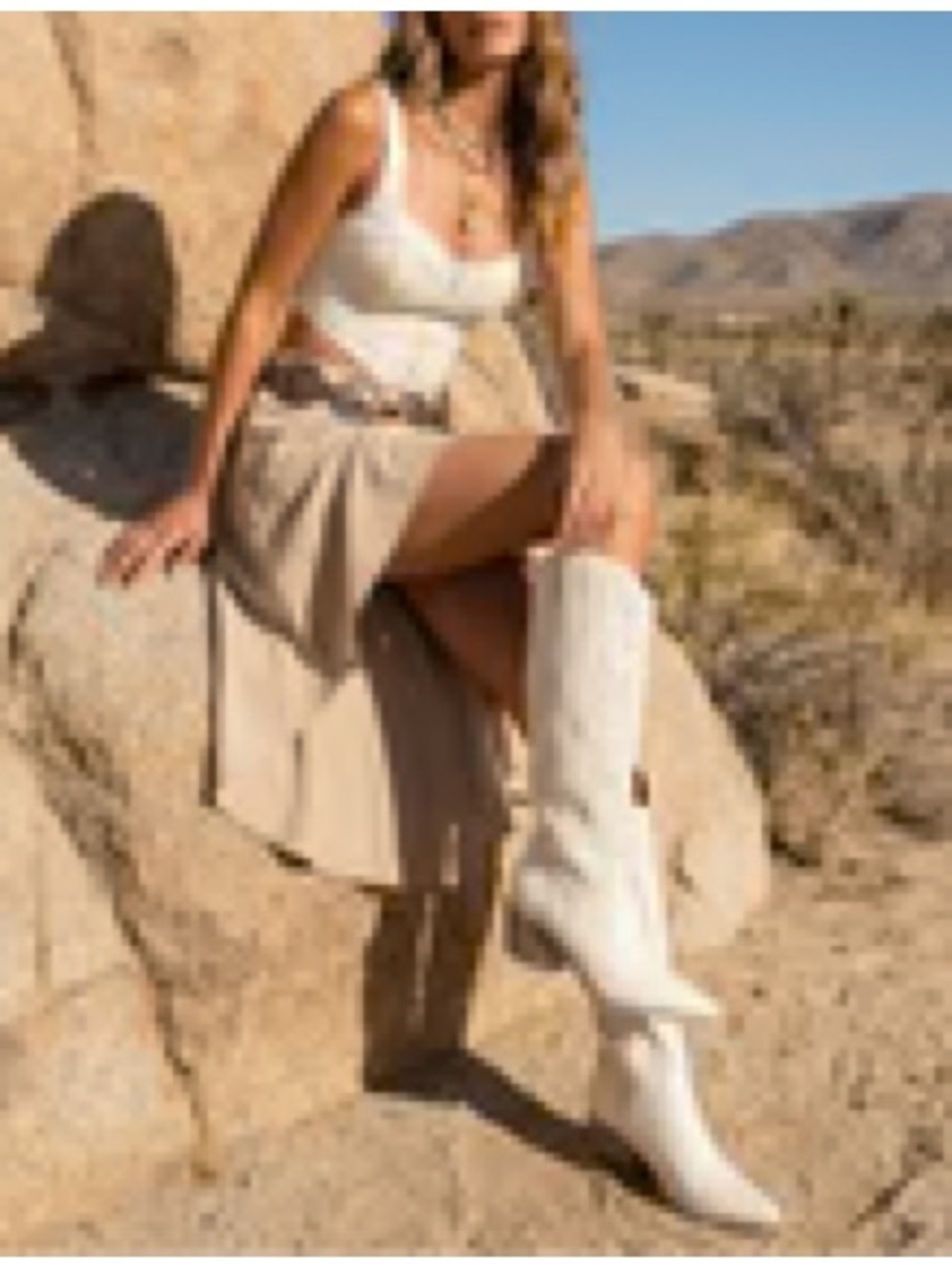 Women's Samara White Knee-High Western Heeled Boots